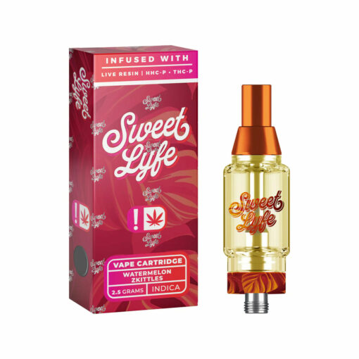 Shop Sweet Life 2.5ml Vape Cartridges Infused with Live Resin HHC-P+THC-P - Watermelon Zkittles - Indica in australian