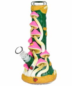 Shop Mushroom Madness Glow in Dark Glass Beaker Water Pipe - 10" /14mm F/ Colors Vary in australian