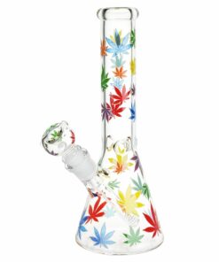 Shop Rainbow Pride Leaf Beaker Glass Water Pipe - 10.25" / 14mm F in australian