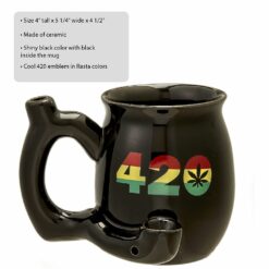 Shop 420 Mug - Black Mug with Rasta Colors in australian