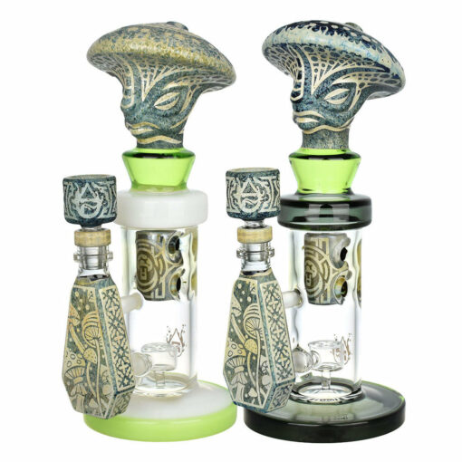 Shop Pulsar Hieroglyphs Mushroom Wizard Water Pipe - 10.5"/14mm F/Colors Vary in australian