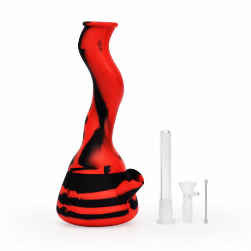 Shop Ritual - 10'' Wavy Silicone Beaker - Black & Red in australian