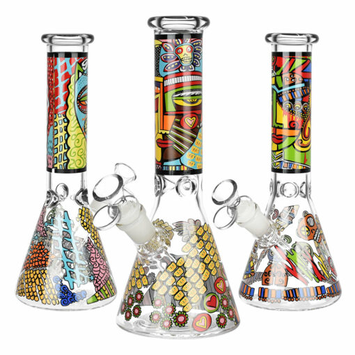 Shop Abstract Art Beaker Water Pipe - 9.75"/14mm F/Designs Vary in australian