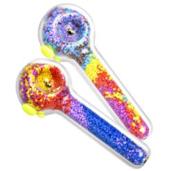 Shop Glowing Frit Filled Glass Spoon Pipe in australian