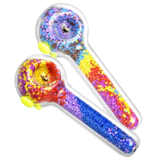 Shop Glowing Frit Filled Glass Spoon Pipe in australian