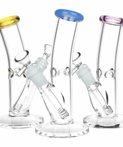 Shop Classic Bent Neck Straight Tube Glass Water Pipe | 14mm F | Colors Vary in australian