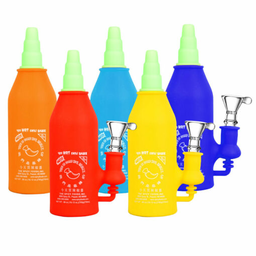 Shop Asian Hot Sauce Silicone Water Pipe- 6.5"/14mm F/Colors Vary in australian