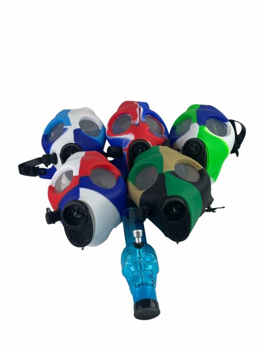 Shop Multi-Colored Silicone Skull Gas Mask Bong in australian