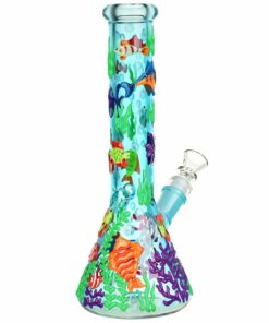 Shop Reef Riot Glow In The Dark Beaker Water Pipe - 10" / 14mm F in australian