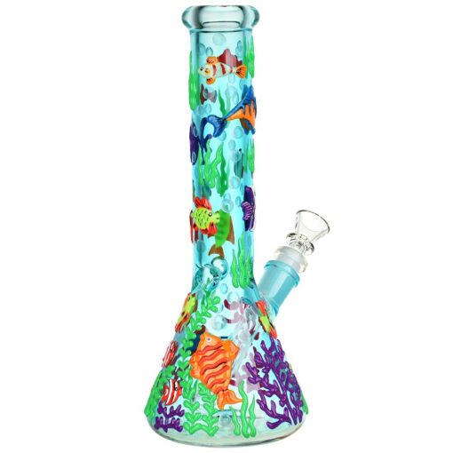 Shop Reef Riot Glow In The Dark Beaker Water Pipe - 10" / 14mm F in australian