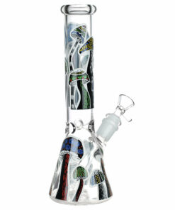 Shop Shrooms Are Watching Glow Glass Beaker Water Pipe - 10" / 14mm F / Designs Vary in australian