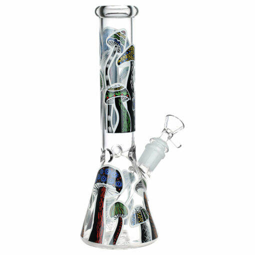 Shop Shrooms Are Watching Glow Glass Beaker Water Pipe - 10" / 14mm F / Designs Vary in australian