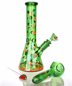 Shop Pulsar Fruit Series Watermelon Zkittles Herb Pipe Glow Duo - 10" / 14mm F in australian