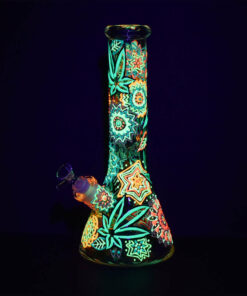 Shop Mandala Hemp Leaf Beaker Water Pipe - 12.75