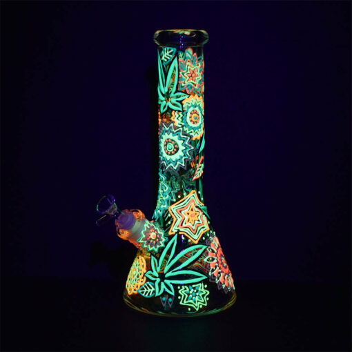 Shop Mandala Hemp Leaf Beaker Water Pipe - 12.75"/14mm F in australian