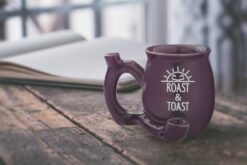 Shop Premium Roast & Toast Single Wall Mug - Shiny Plum with White Print in australian