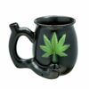 Shop black matt mug with embossed green leaf - roast & toast in australian