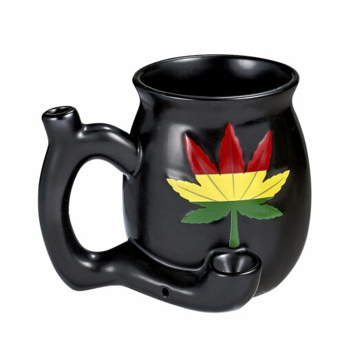 Shop Embossed leaf mug - Matt black with Rasta colors in australian