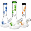 Shop Sacre Bleu Leaf Print Beaker Water Pipe - 10"/14mm F/Colors Vary in australian