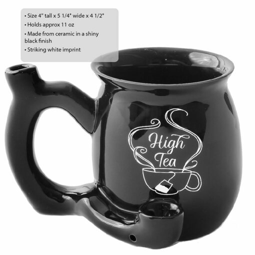 Shop High Tea single wall Mug - shiny black with white imprint in australian