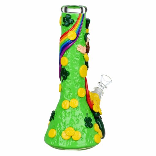 Shop St. Patrick's Day Pot of Gold Glow In The Dark Water Pipe - 10" / 14mm F in australian