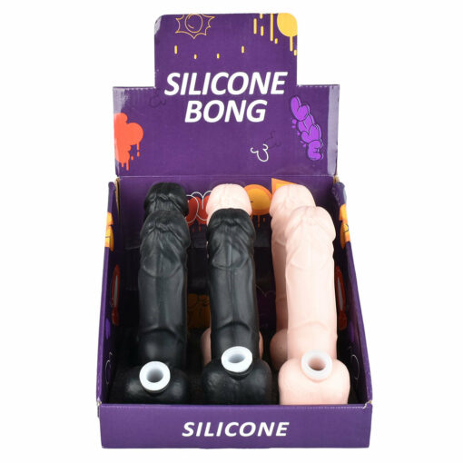 Shop 6PC DISPLAY - Ding-a-Ling Silicone Water Pipe - 6.75" / 14mm F / Tan and Black in australian