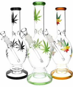 Shop Hemp Leaf Egg Vase Water Pipe - 12" / 14mm F / Colors Vary in australian