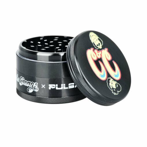 Shop 6PC DISPLAY - Cheech & Chong's x Pulsar Metal Grinder - Black / 4pc / 2.5" in australian