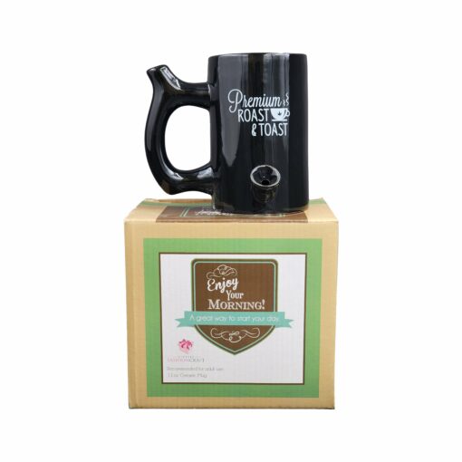 Shop Premium Roast & Toast Mug - Shiny Black with White Print in australian