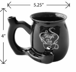 Shop High Tea single wall Mug - shiny black with white imprint in australian