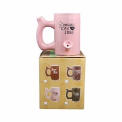 Shop Pink roast & Toast mug with black logo in australian