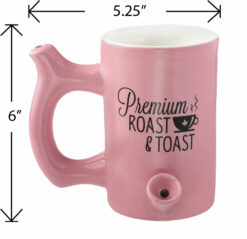 Shop Pink roast & Toast mug with black logo in australian