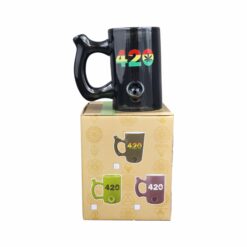 Shop 420 Mug - Black Mug with Rasta Colors in australian