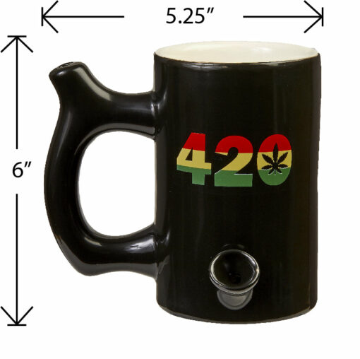 Shop 420 Mug - Black Mug with Rasta Colors in australian