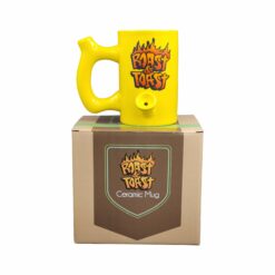 Shop Yellow Roast & toast mug with flames in australian