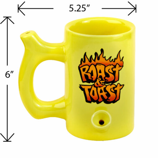 Shop Yellow Roast & toast mug with flames in australian