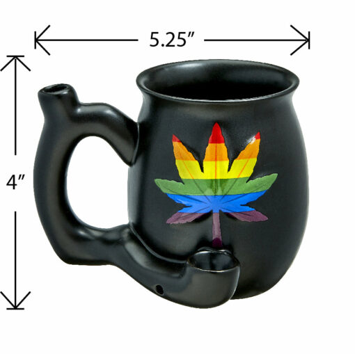 Shop embossed leaf matt black mug - rainbow leaf in australian