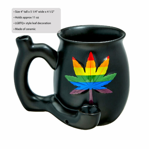 Shop embossed leaf matt black mug - rainbow leaf in australian