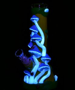 Shop Mushroom Madness Glow in Dark Glass Beaker Water Pipe - 10" /14mm F/ Colors Vary in australian