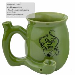 Shop High Tea single wall Mug - shiny green with black imprint in australian