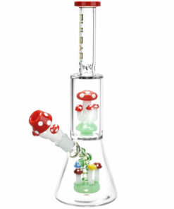 Shop Pulsar Shroom Life Beaker Water Pipe - 11.75" / 14mm F / Red in australian