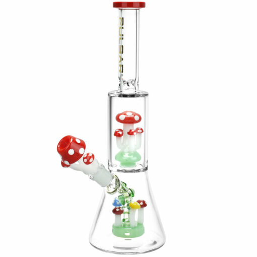 Shop Pulsar Shroom Life Beaker Water Pipe - 11.75" / 14mm F / Red in australian