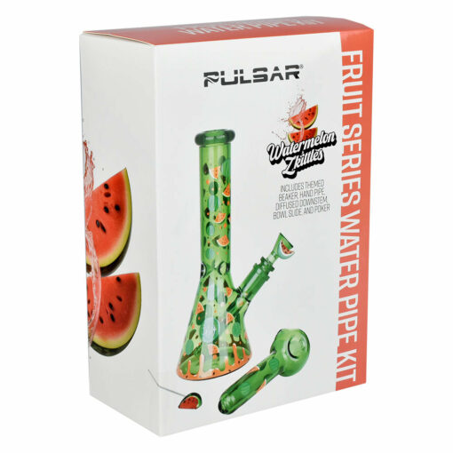 Shop Pulsar Fruit Series Watermelon Zkittles Herb Pipe Glow Duo - 10" / 14mm F in australian