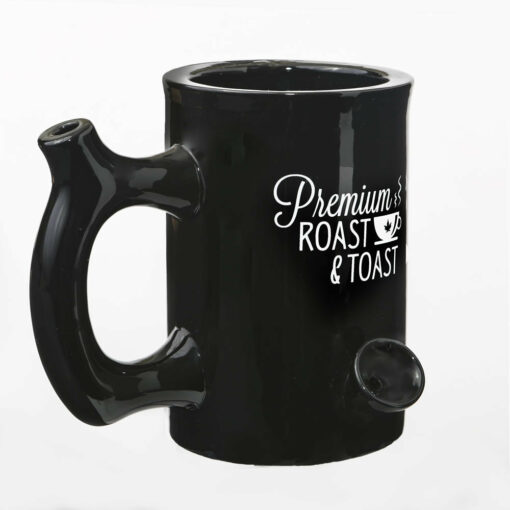 Shop Premium Roast & Toast Mug - Shiny Black with White Print in australian