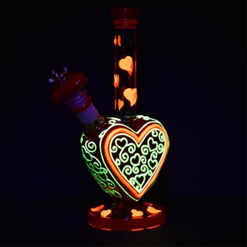 Shop Pulsar Victorian Valentines Day Glow in the Dark Water Pipe - 10" / 14mm F in australian