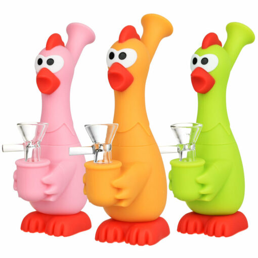 Shop What The Cluck Silicone Water Pipe - 7" / 14mm F / Colors Vary in australian