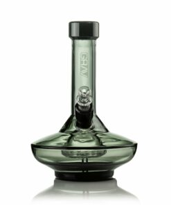 Shop GRAV® Small Wide Base Water Pipe in Smoke with Black Accents in australian