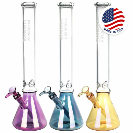 Shop Phoenix Rising Metallic Bottom Beaker Water Pipe-18"/14mm F/ Colors Vary in australian