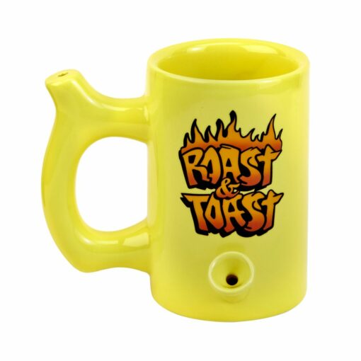 Shop Yellow Roast & toast mug with flames in australian