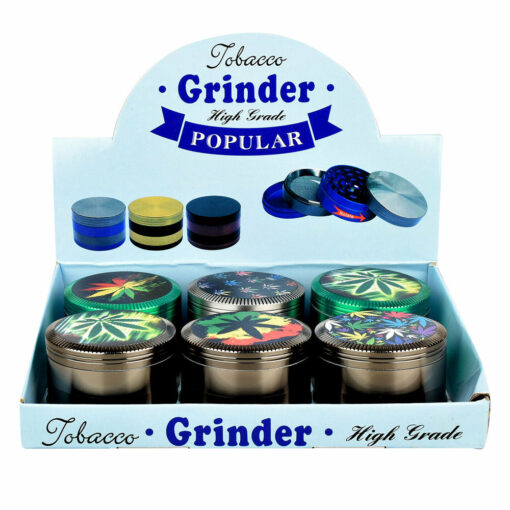 Shop Hemp Leaf Colored Metal Grinder- 4pc/2.5"/Assorted - 6PC DISP in australian